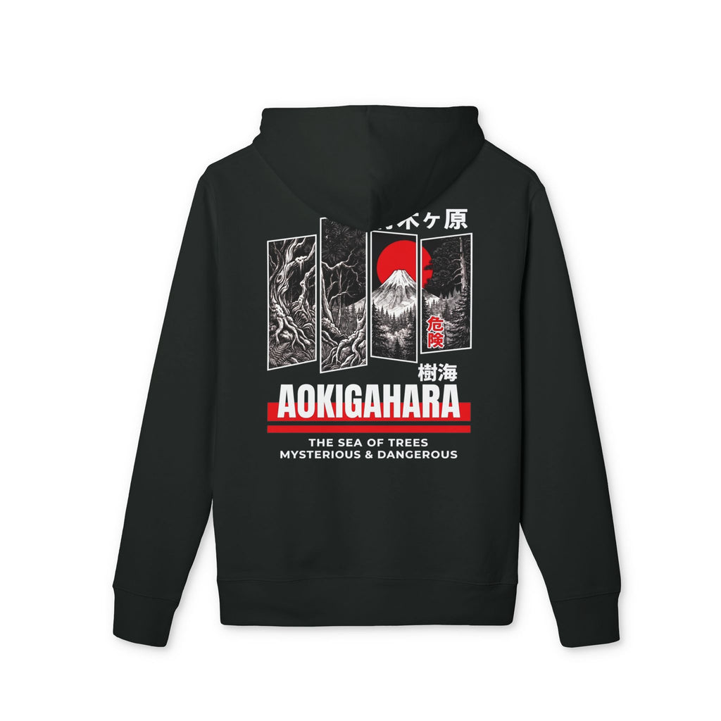 RIAL True - "Aokigahara" Jukai Forest Graphic Hoodie, Japanese Mountain Design BLACK