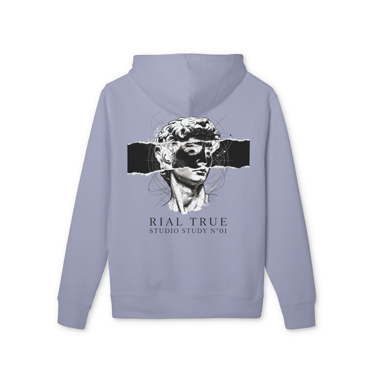 RIAL TRUE - "ARCHIVE_01" Studio Study N°01 Graphic Hoodie, Renaissance Art & Brutalist Design WHITE