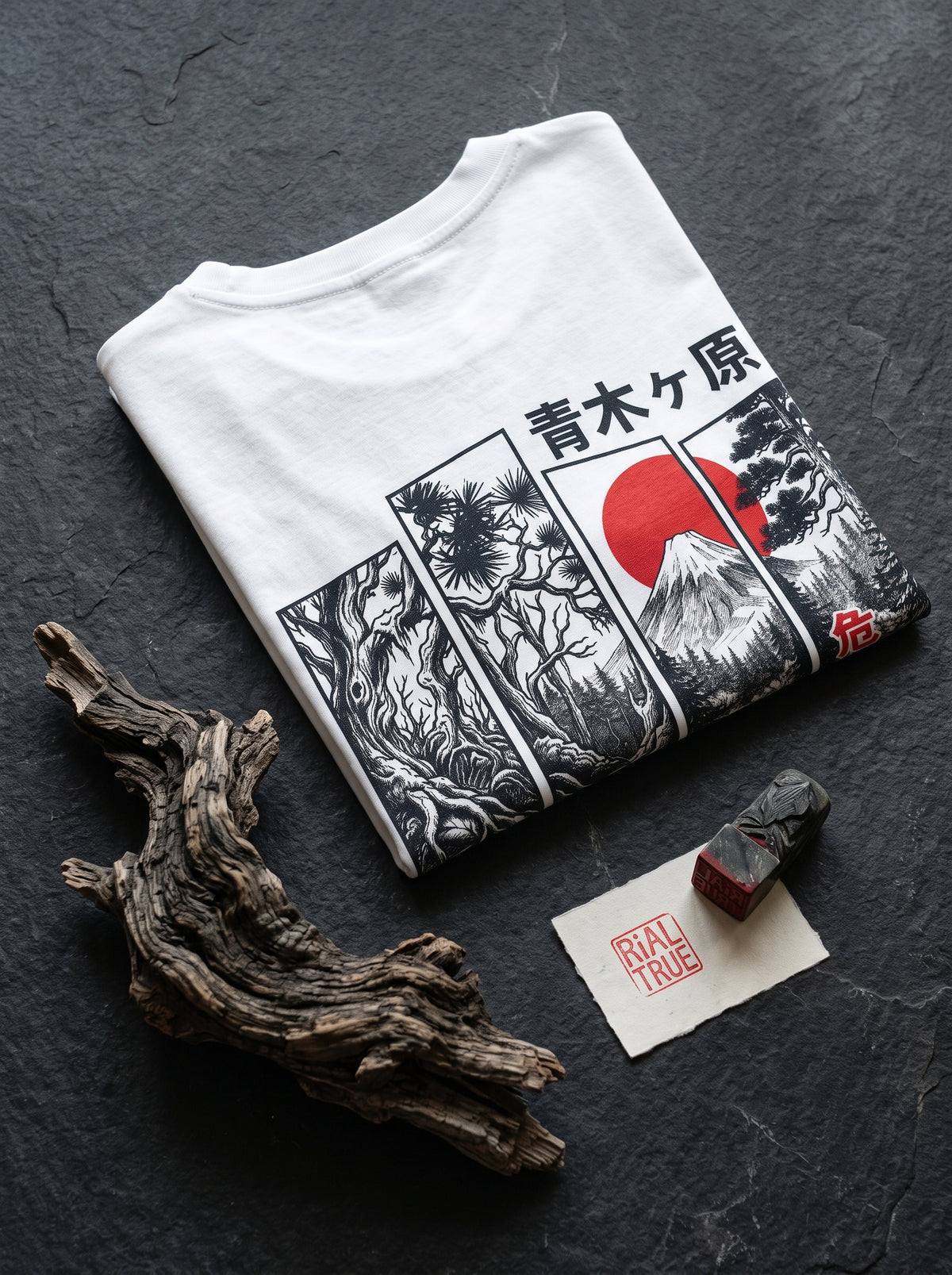 RIAL True — "Aokigahara" Jukai Japanese Graphic Tee | Heavyweight Organic Streetwear