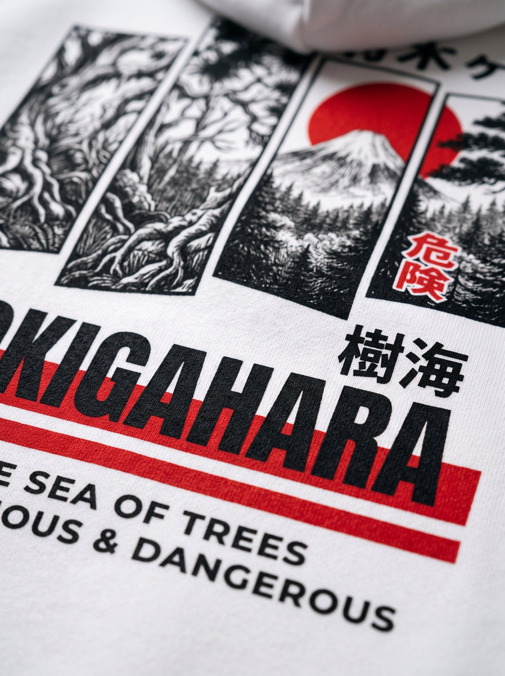 RIAL True - "Aokigahara" Jukai Forest Graphic Hoodie, Japanese Mountain Design WHITE