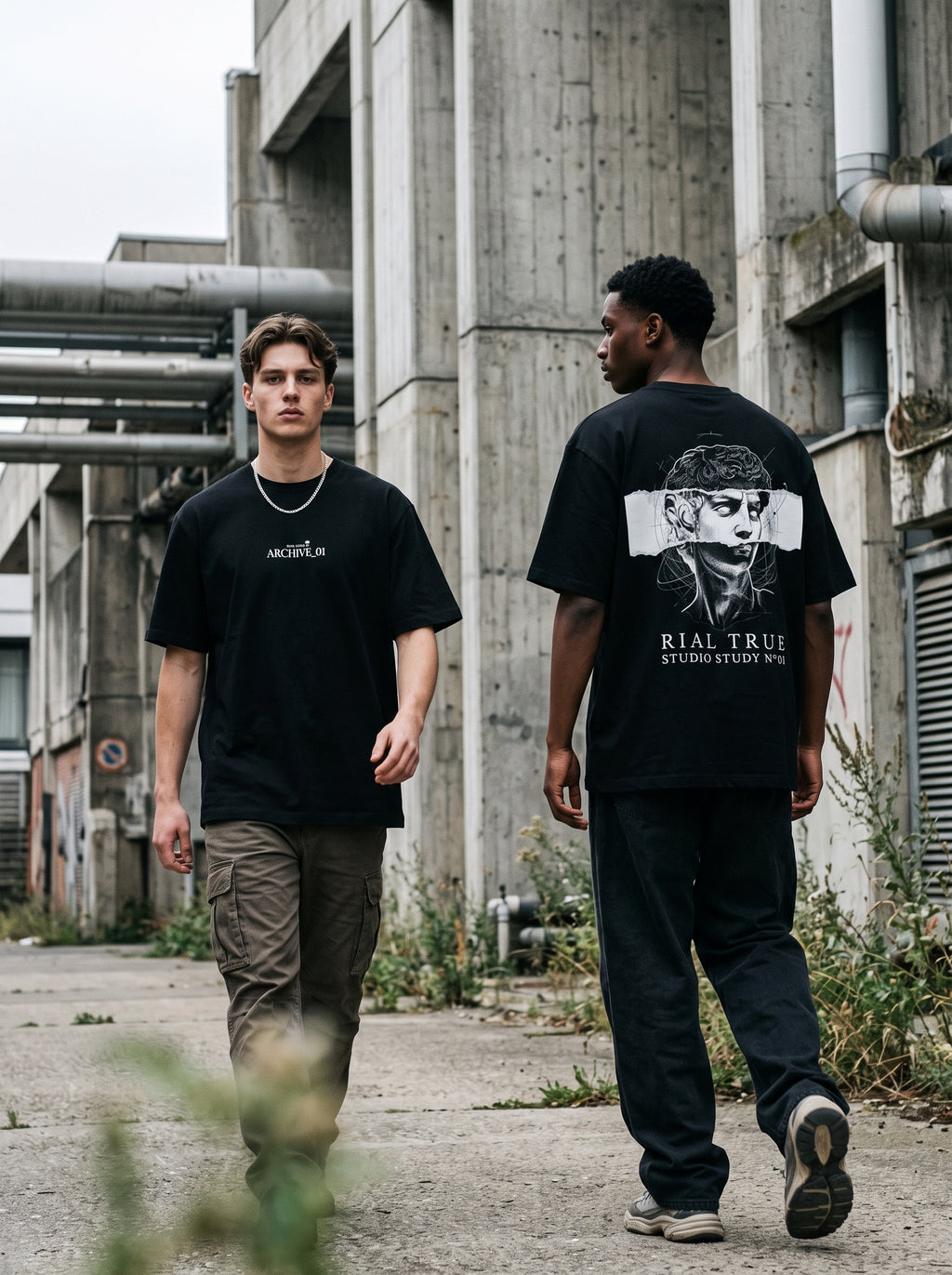RIAL TRUE — ARCHIVE_01 "Studio Study N°01" Graphic Tee | Heavyweight Organic Streetwear BLACK