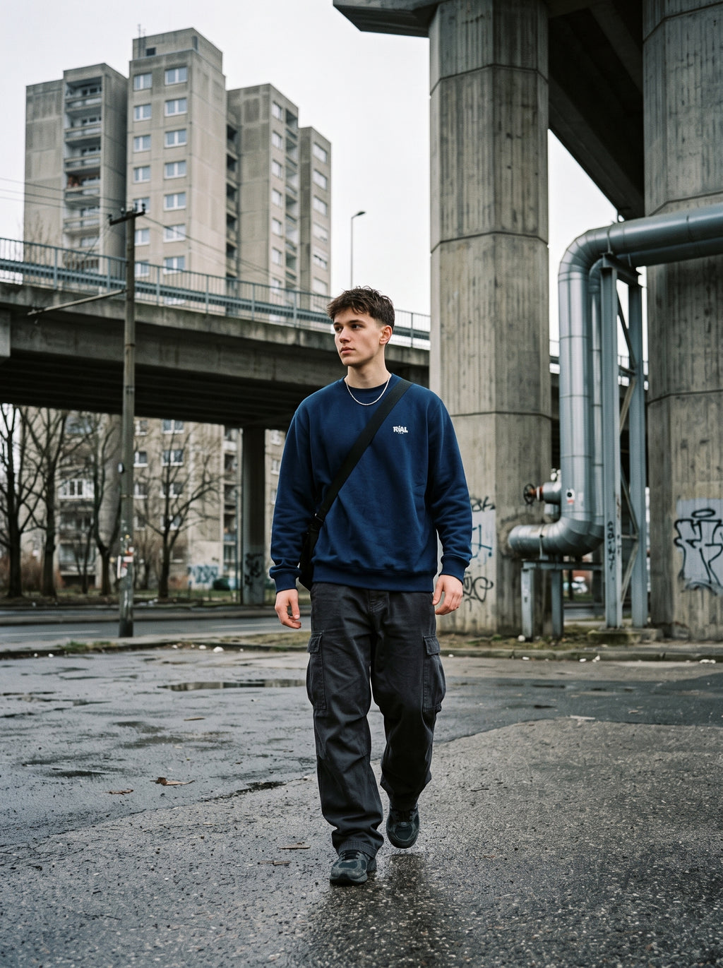 Essentials Dark Crewneck Sweatshirt — RIAL TRUE