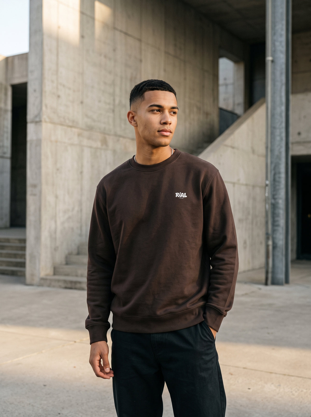 Essentials Dark Crewneck Sweatshirt — RIAL TRUE
