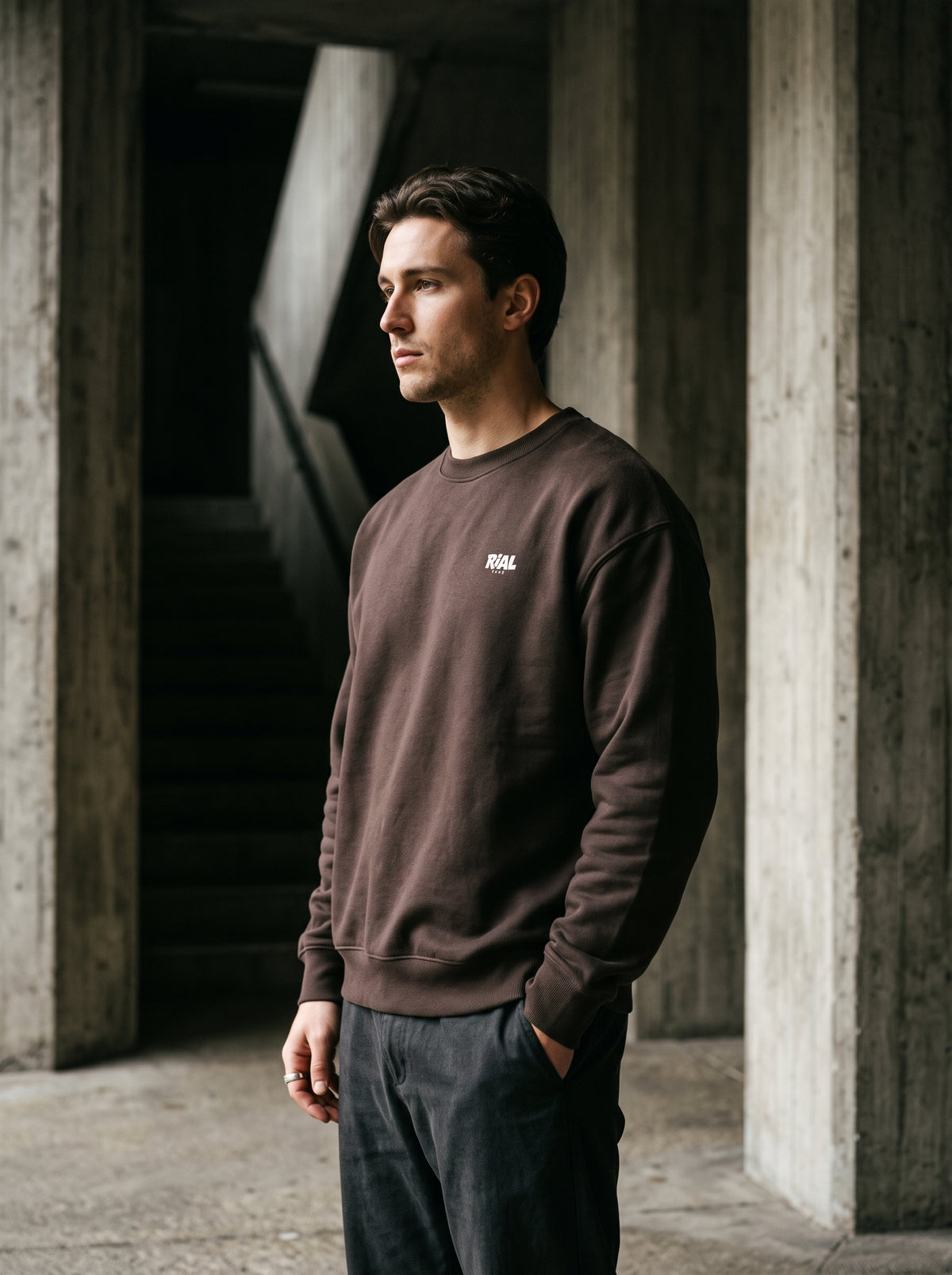 Essentials Dark Crewneck Sweatshirt — RIAL TRUE