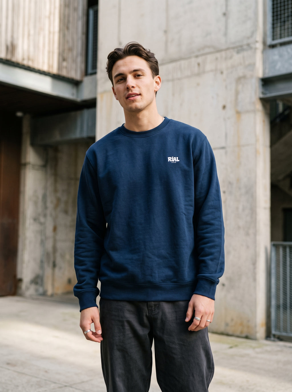 Essentials Dark Crewneck Sweatshirt — RIAL TRUE