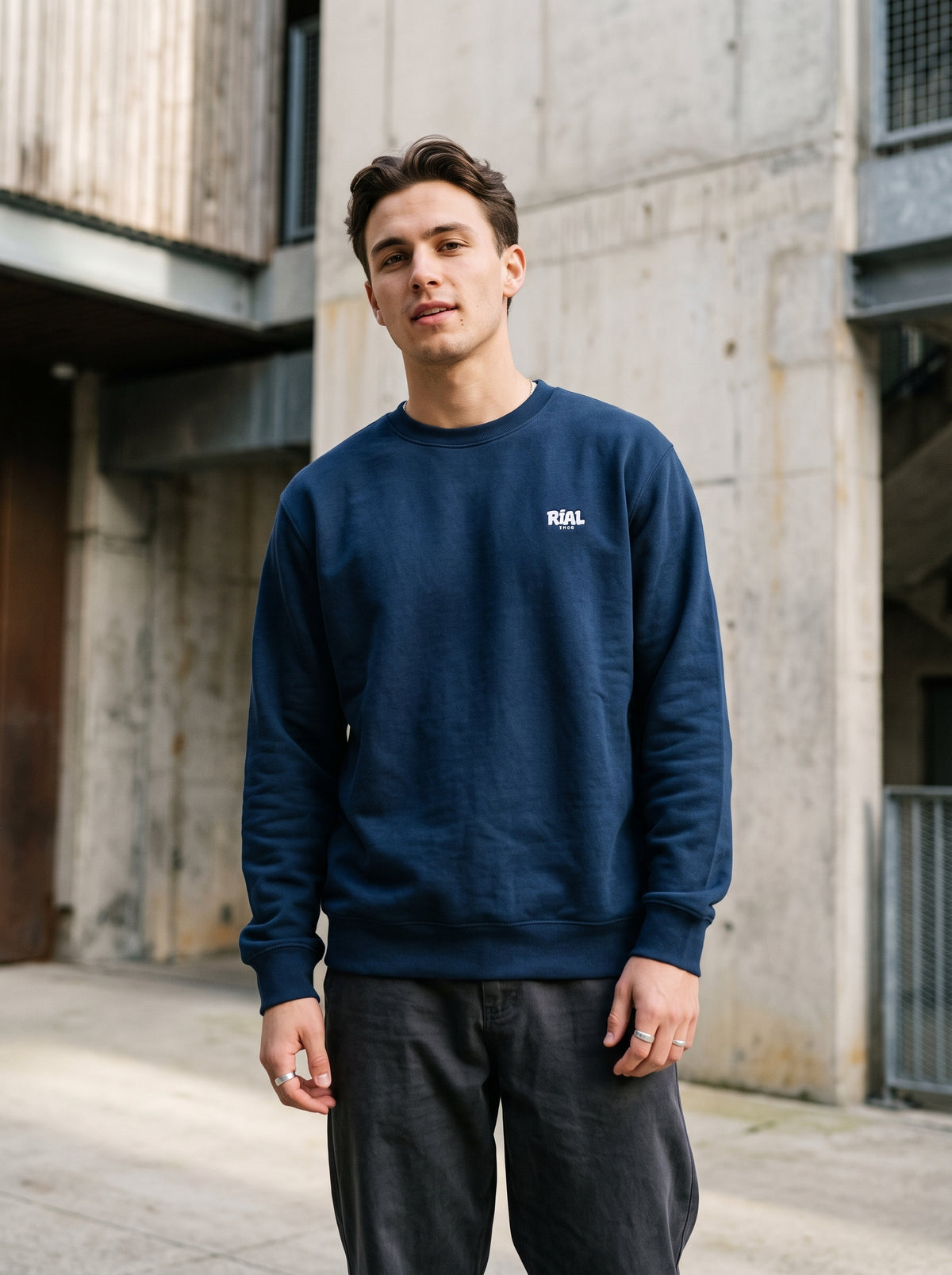Essentials Dark Crewneck Sweatshirt — RIAL TRUE