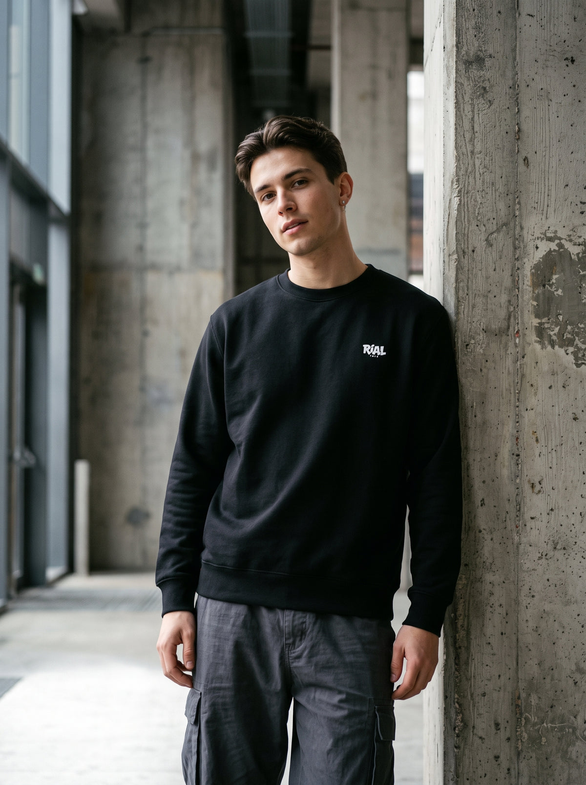 Essentials Dark Crewneck Sweatshirt — RIAL TRUE