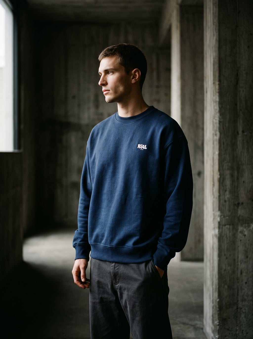Essentials Dark Crewneck Sweatshirt — RIAL TRUE