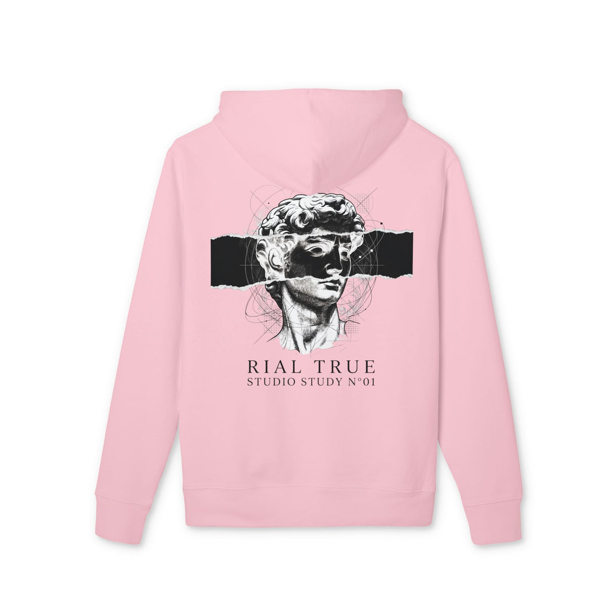 RIAL TRUE - "ARCHIVE_01" Studio Study N°01 Graphic Hoodie, Renaissance Art & Brutalist Design WHITE