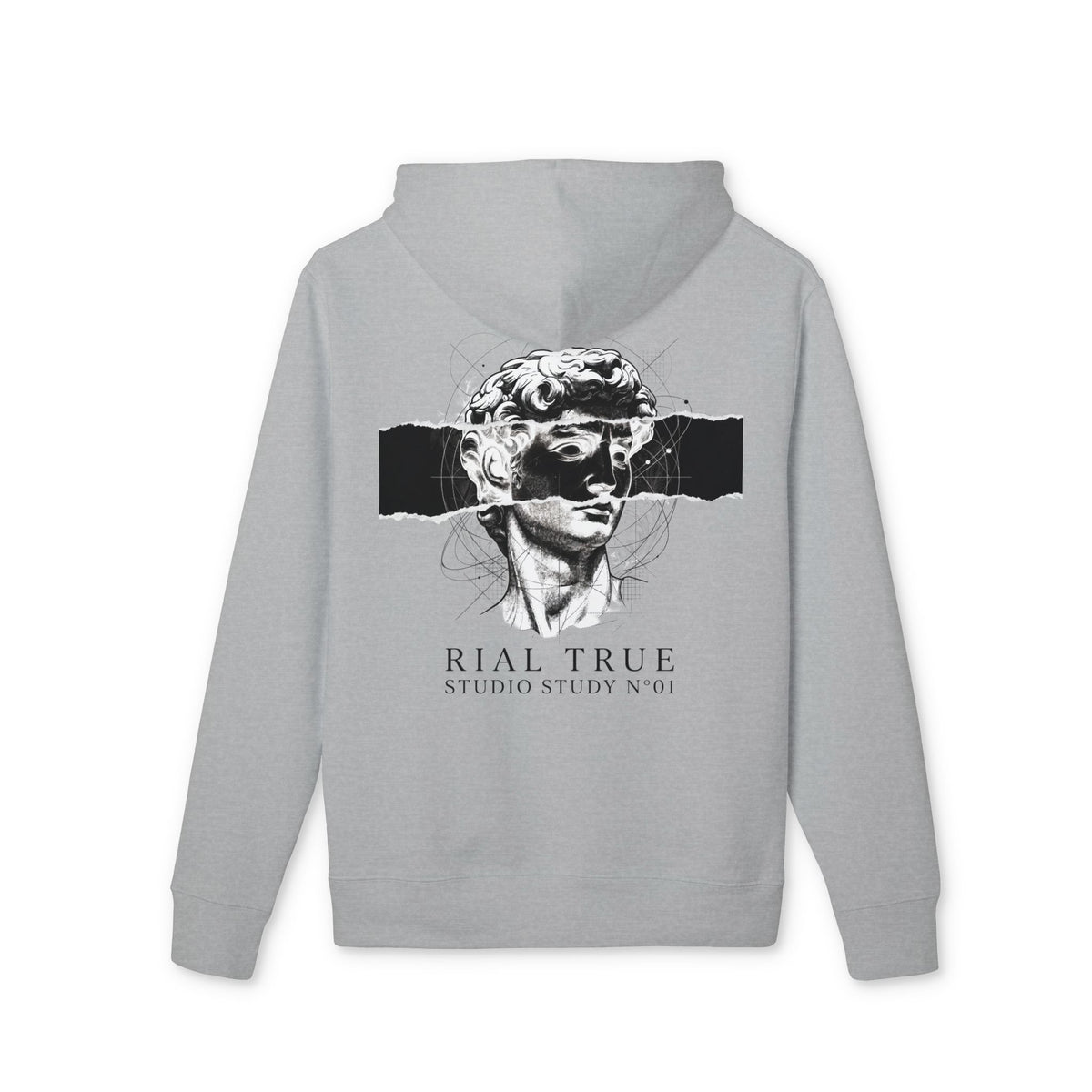 RIAL TRUE - "ARCHIVE_01" Studio Study N°01 Graphic Hoodie, Renaissance Art & Brutalist Design WHITE
