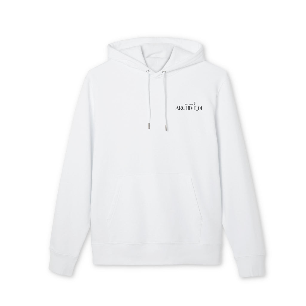 RIAL TRUE - "ARCHIVE_01" Studio Study N°01 Graphic Hoodie, Renaissance Art & Brutalist Design WHITE