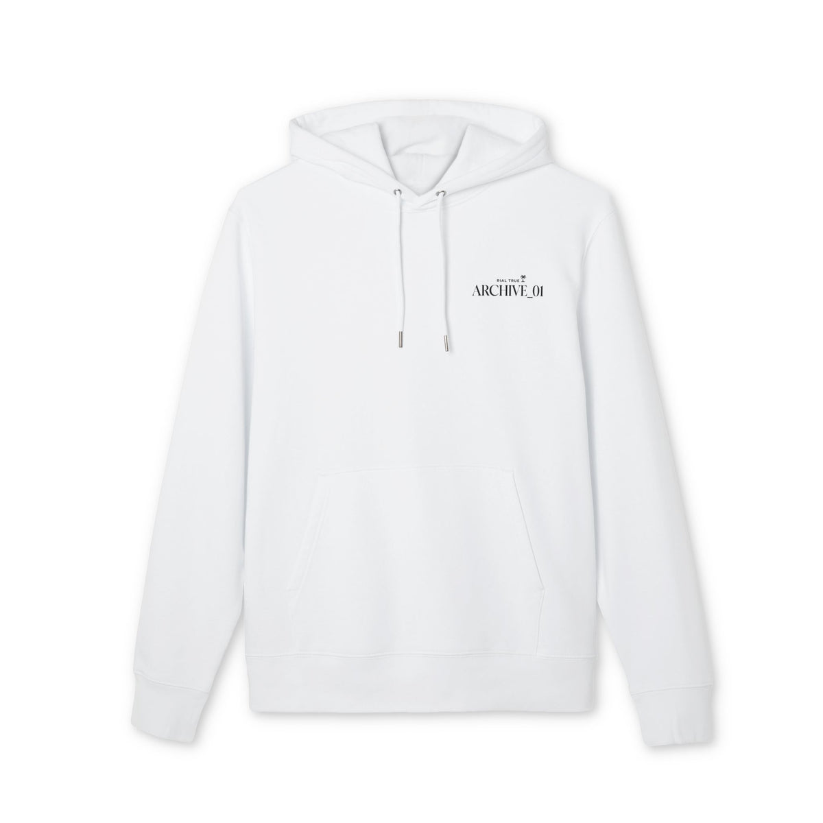 RIAL TRUE - "ARCHIVE_01" Studio Study N°01 Graphic Hoodie, Renaissance Art & Brutalist Design WHITE