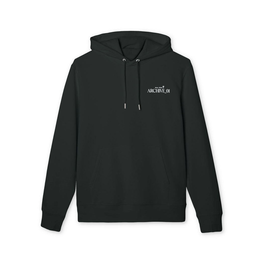 RIAL TRUE - "ARCHIVE_01" Studio Study N°01 Graphic Hoodie, Renaissance Art & Brutalist Design BLACK